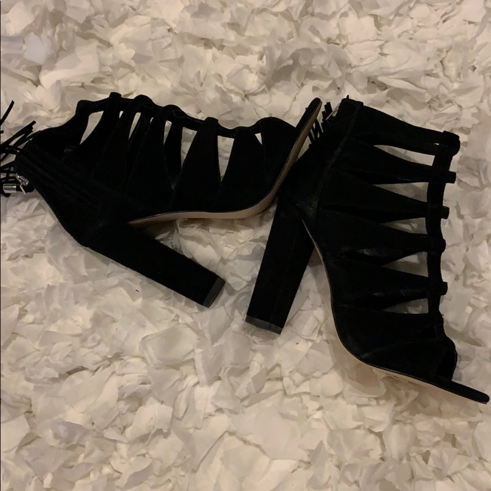 Black suede heels